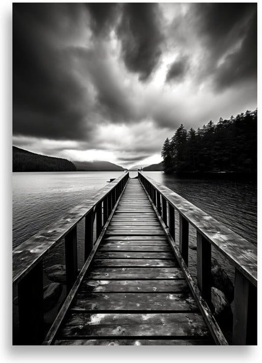 Wooden pier – Black and white – poster