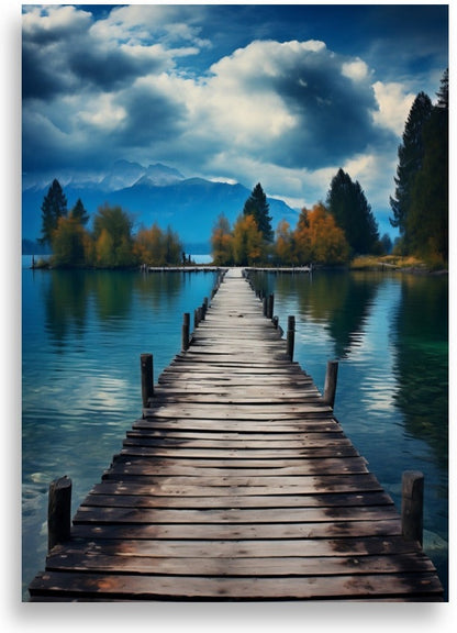 Träbrygga – Fotorealistiskt hav – poster