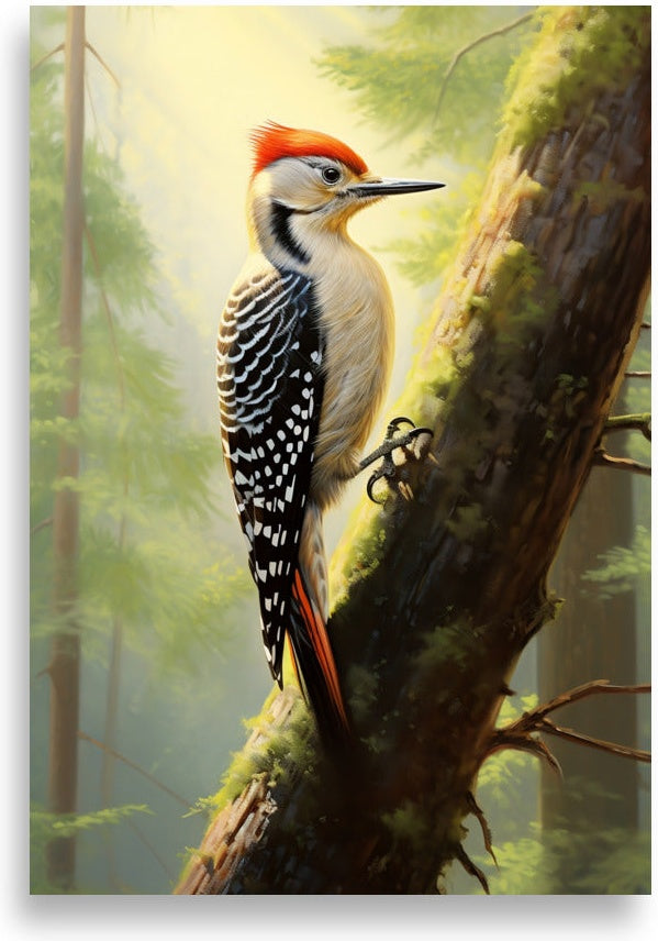 Woodpecker – Red-crested on tree