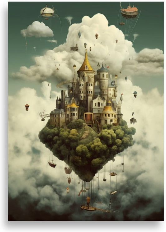 Värld som svävar i skyn – poster