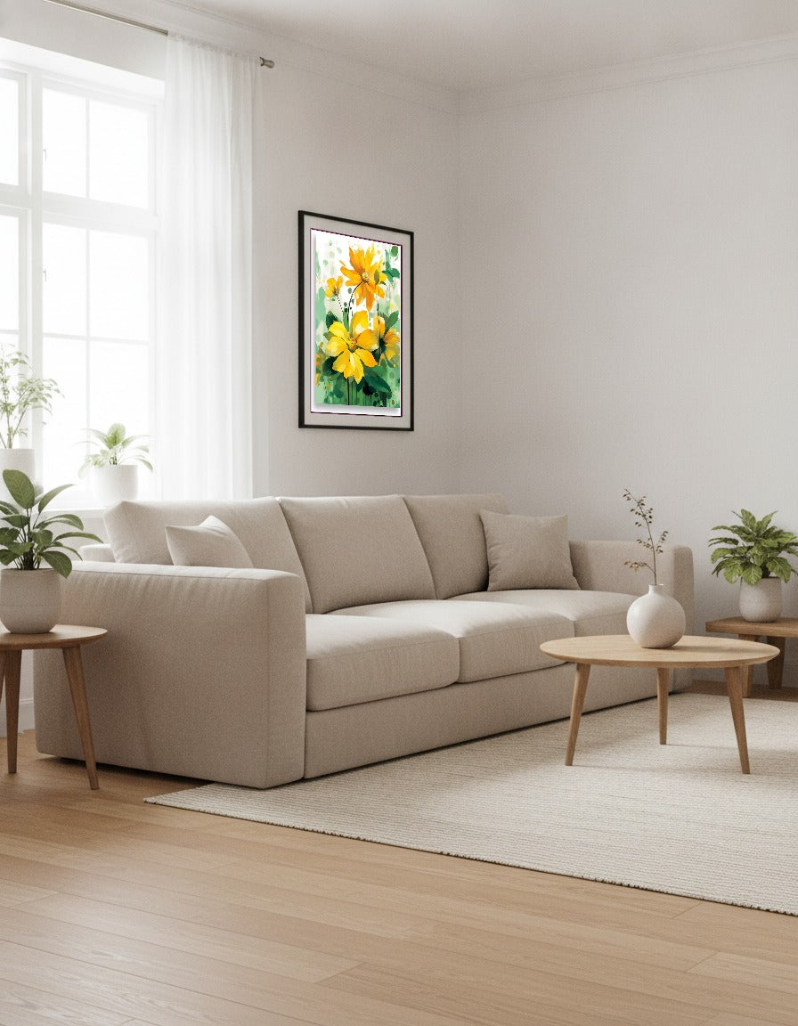 Yellow flowers i sovrummet