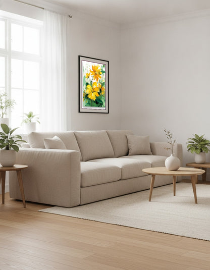 Yellow flowers i sovrummet